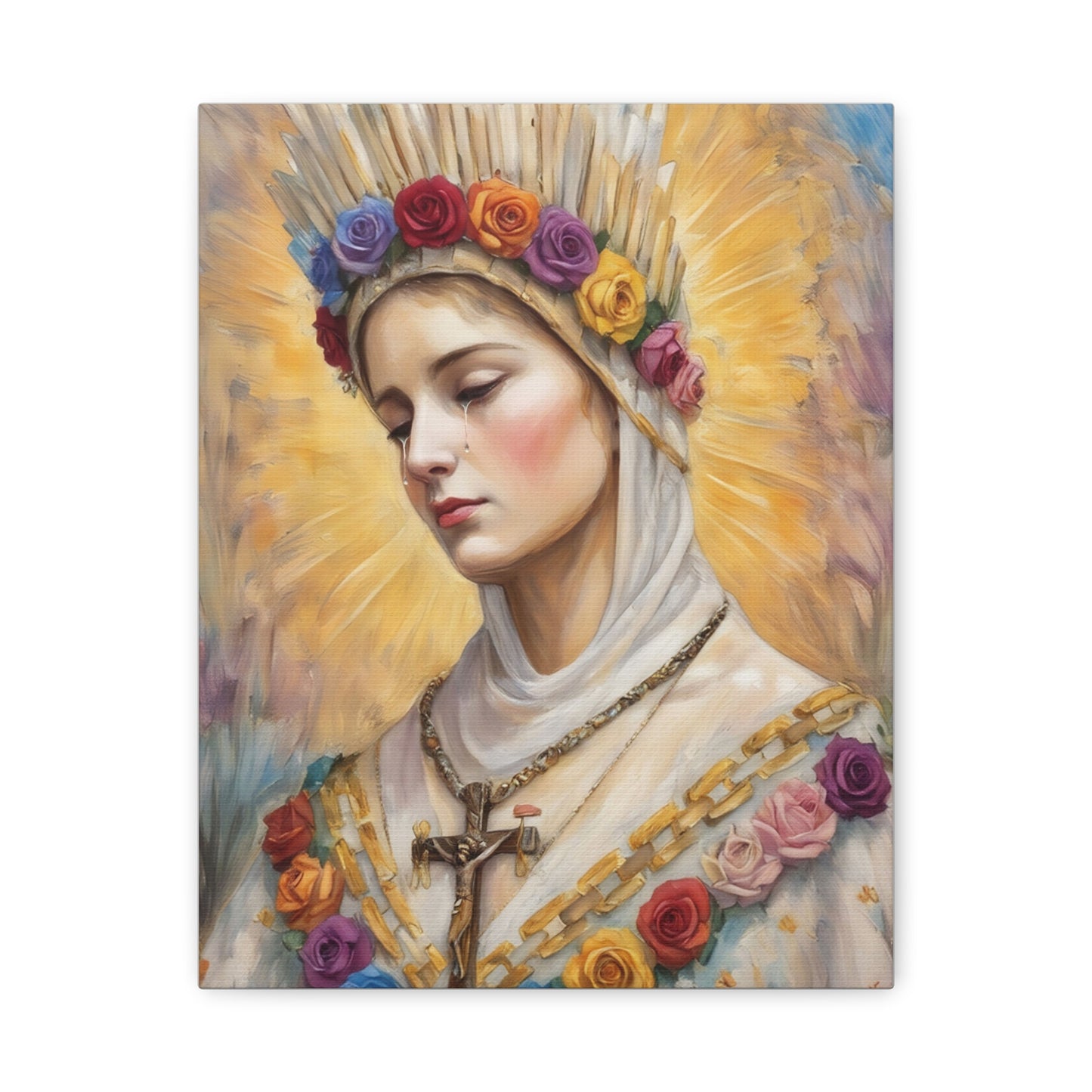 Our Lady La Salette Catholic Canvas Wall Art, Mother Mary Print Christian Decor