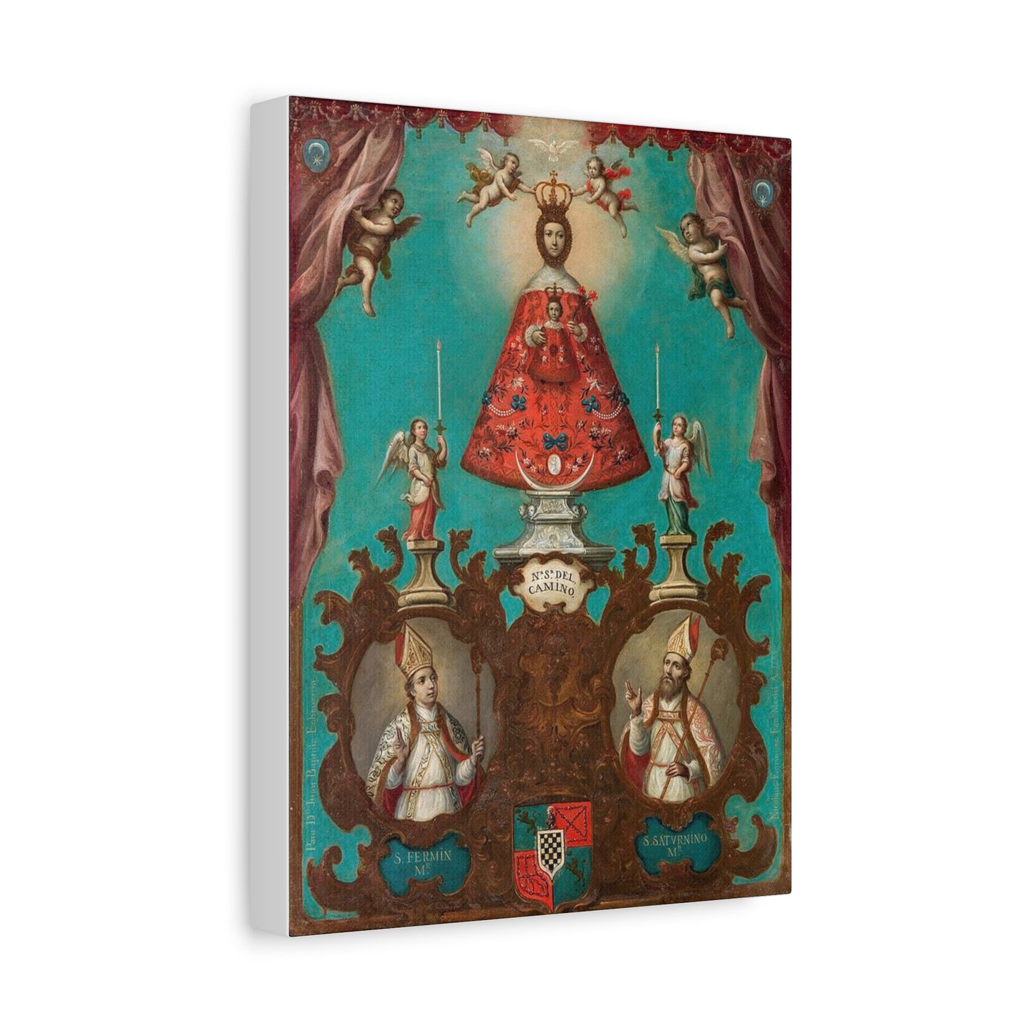 The Virgin of El Camino with St Fermin and St Saturnino Catholic HQ Print on Canvas Ready To Hang - Virgin Mary Canvas