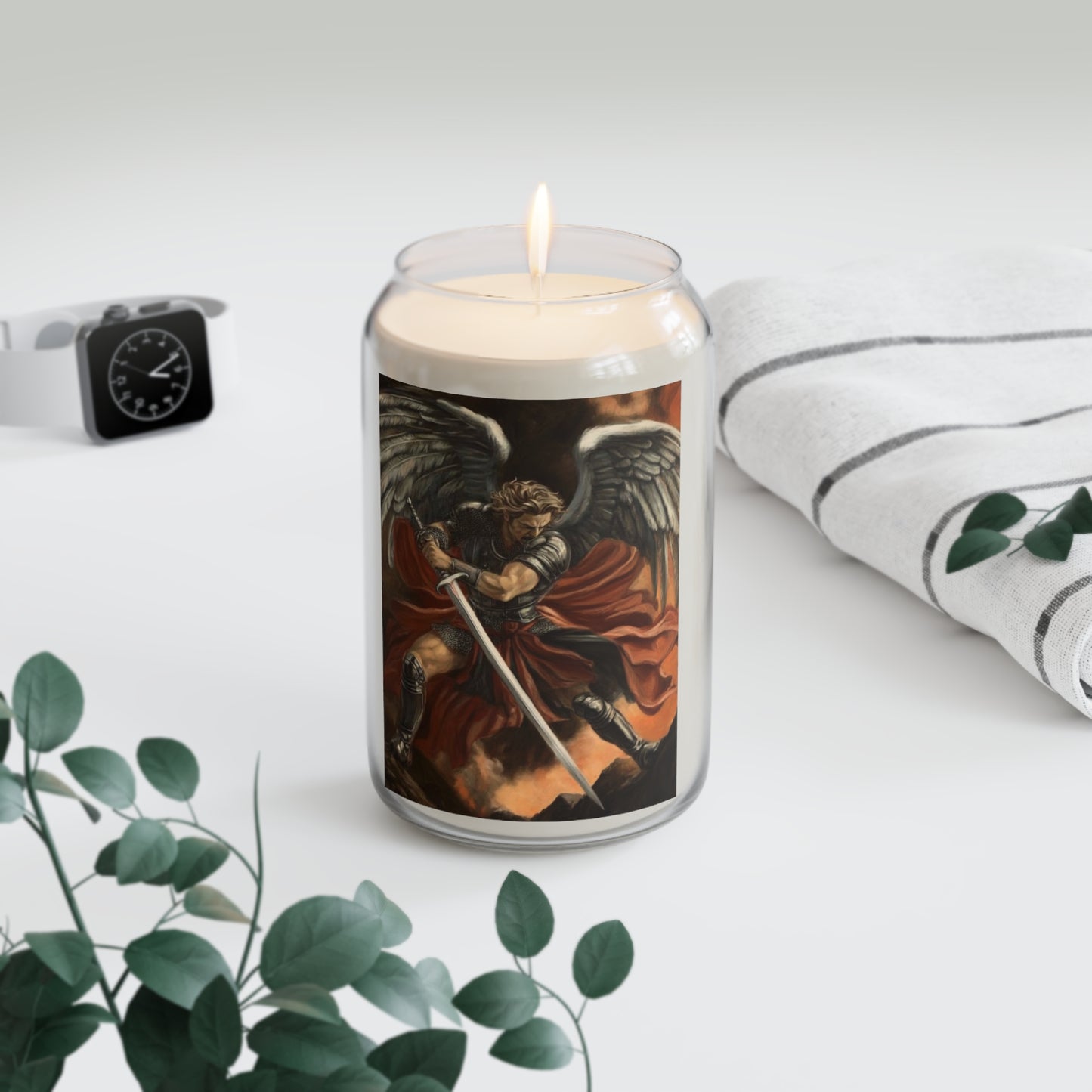 St. Michael Archangel Fights Evil Catholic Serenity Scented Candle, 13.75oz | Relaxation Gift, Home Decor, Calm Atmosphere, Religious Decor
