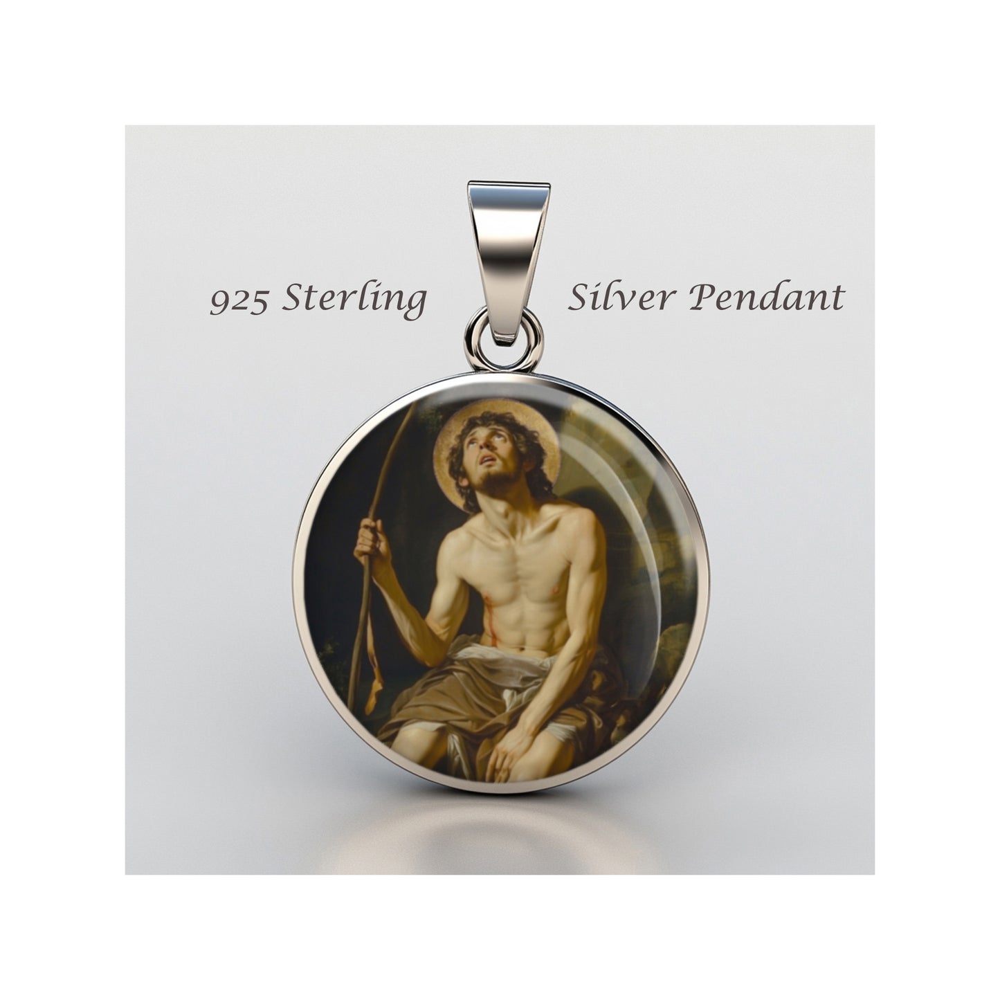 Saint Sebastian Catholic sterling silver 925 Christian Medal Patron Pendant image 0