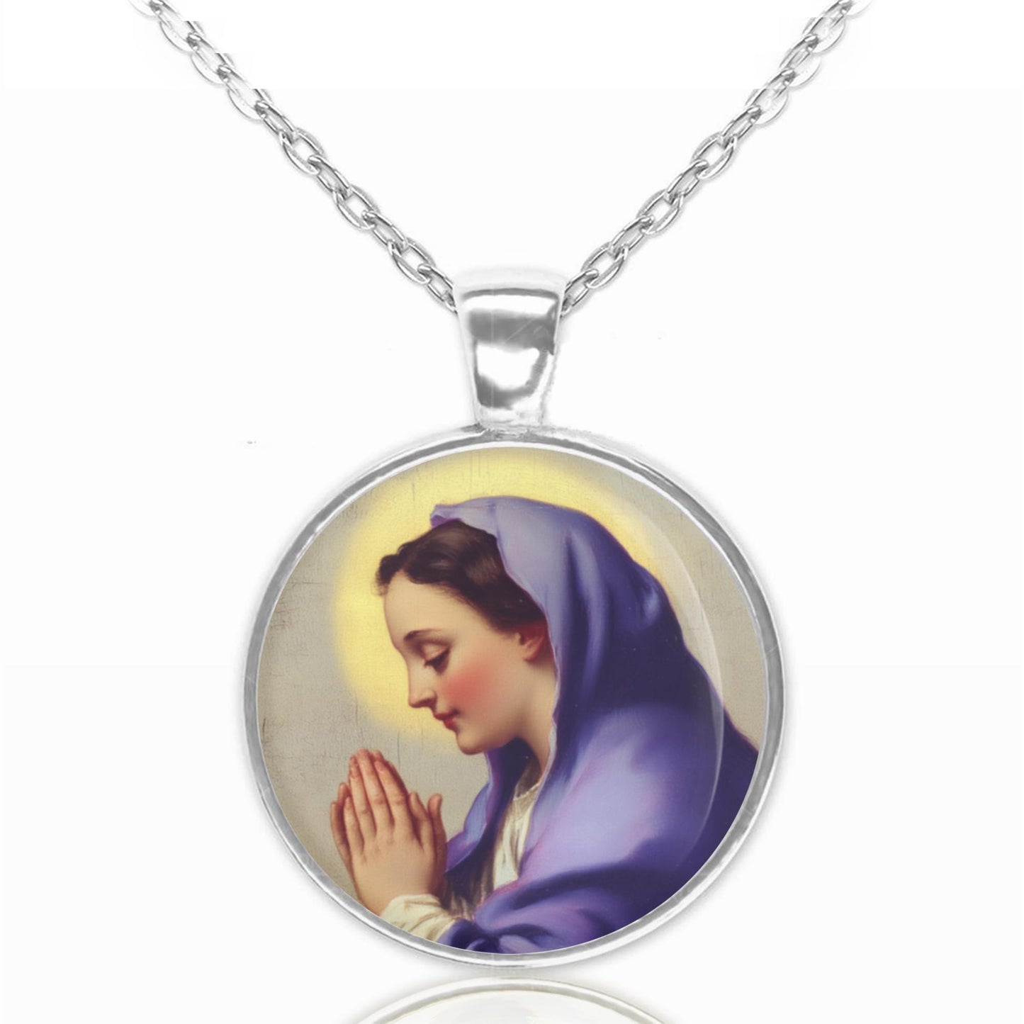 St. Maria Magdalena Catholic Necklace Patron Medal Silvertone Mary Magdalene Pendant Religious Jewelry
