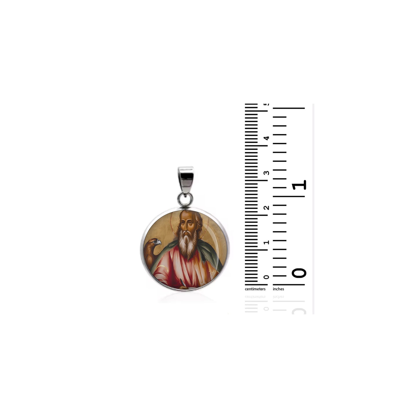 Saint John The Evangelist Catholic sterling silver 925 Christian Medal Patron image 1