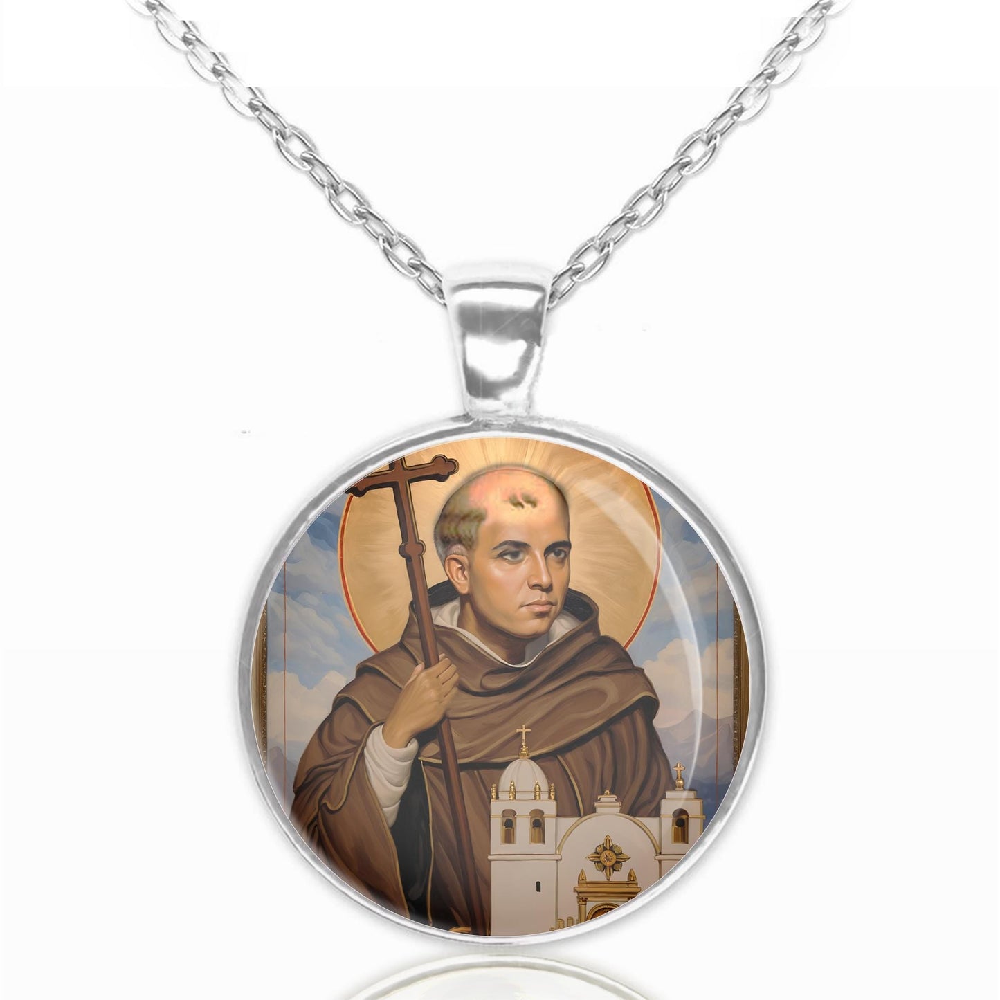 Father Junipero Serra y Ferrer Catholic Necklace Patron Pendant Christian Medal
