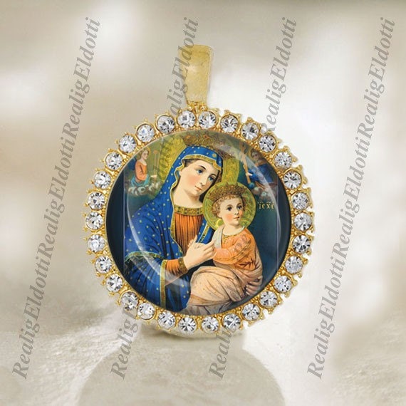 Our Lady of Perpetual Help / Our Lady of Perpetual Succour Christian Catholic Gold Tone Medal Pendant Jewelry