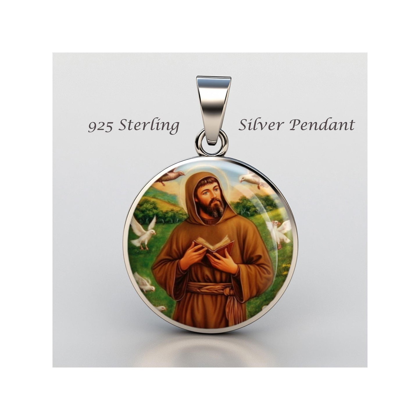 Saint Francis Of Assisi Religious Christian sterling silver 925 Christian Medal Patron