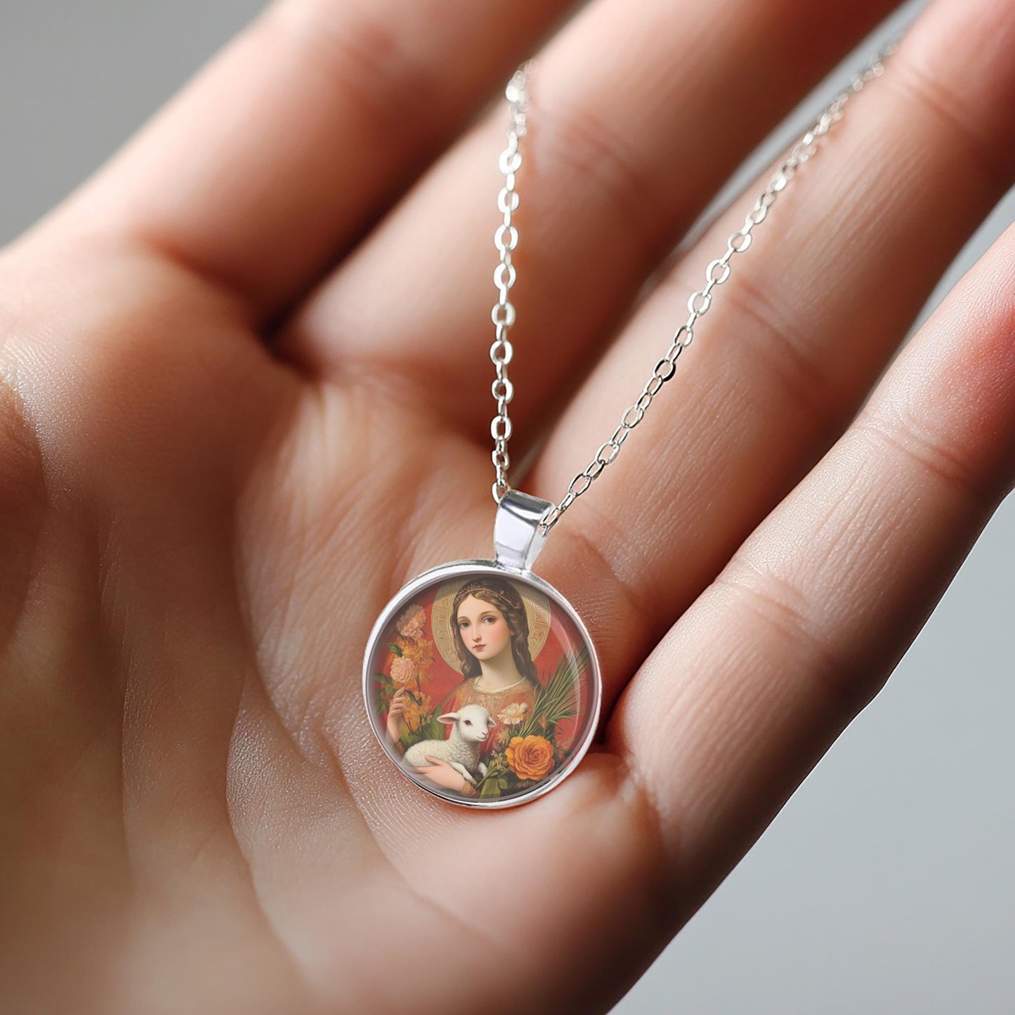 St. Agnes Necklace Medal Pendant