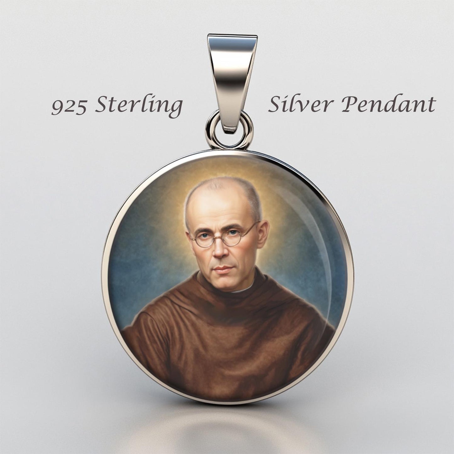Saint Maximilian Kolbe Religious Devotional sterling silver 925 Christian Medal Patron