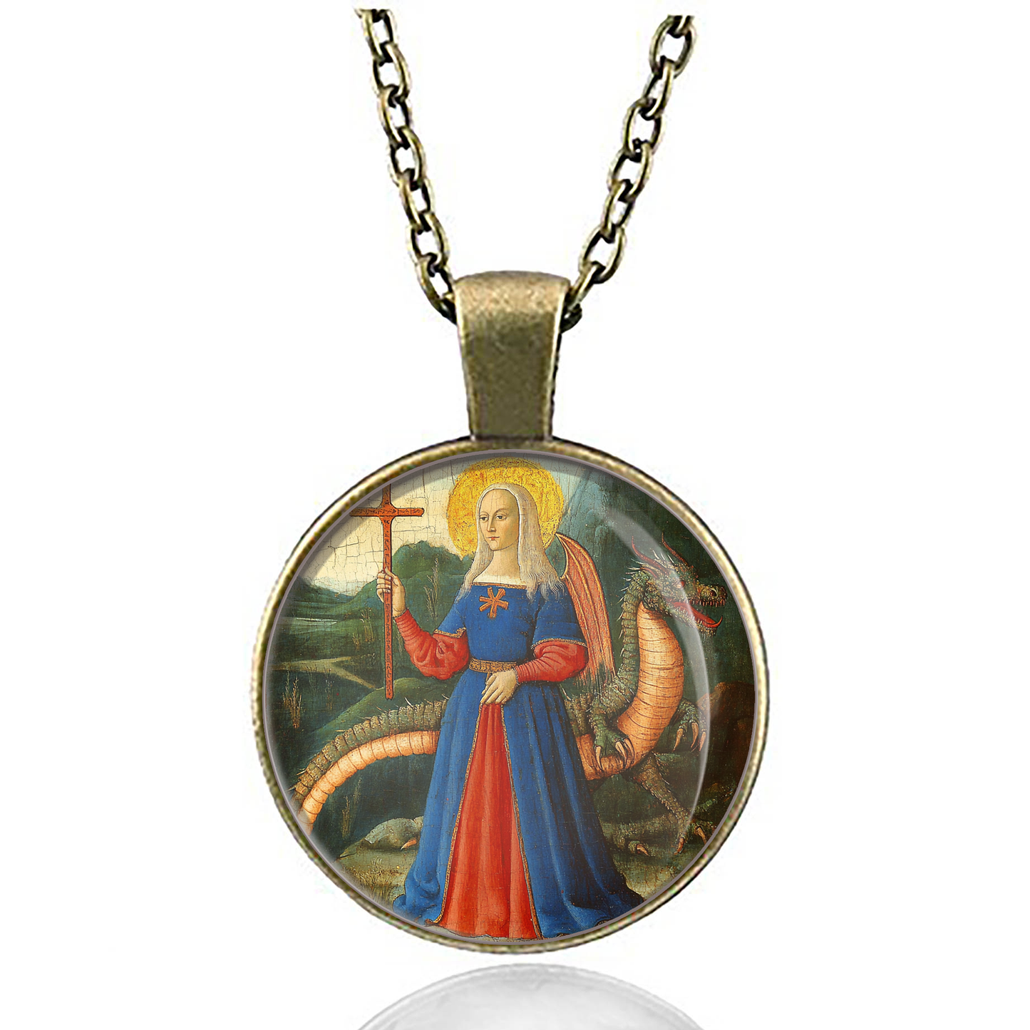 St. Martha Tarasque Necklace Catholic Saint Pendant Medal image 4