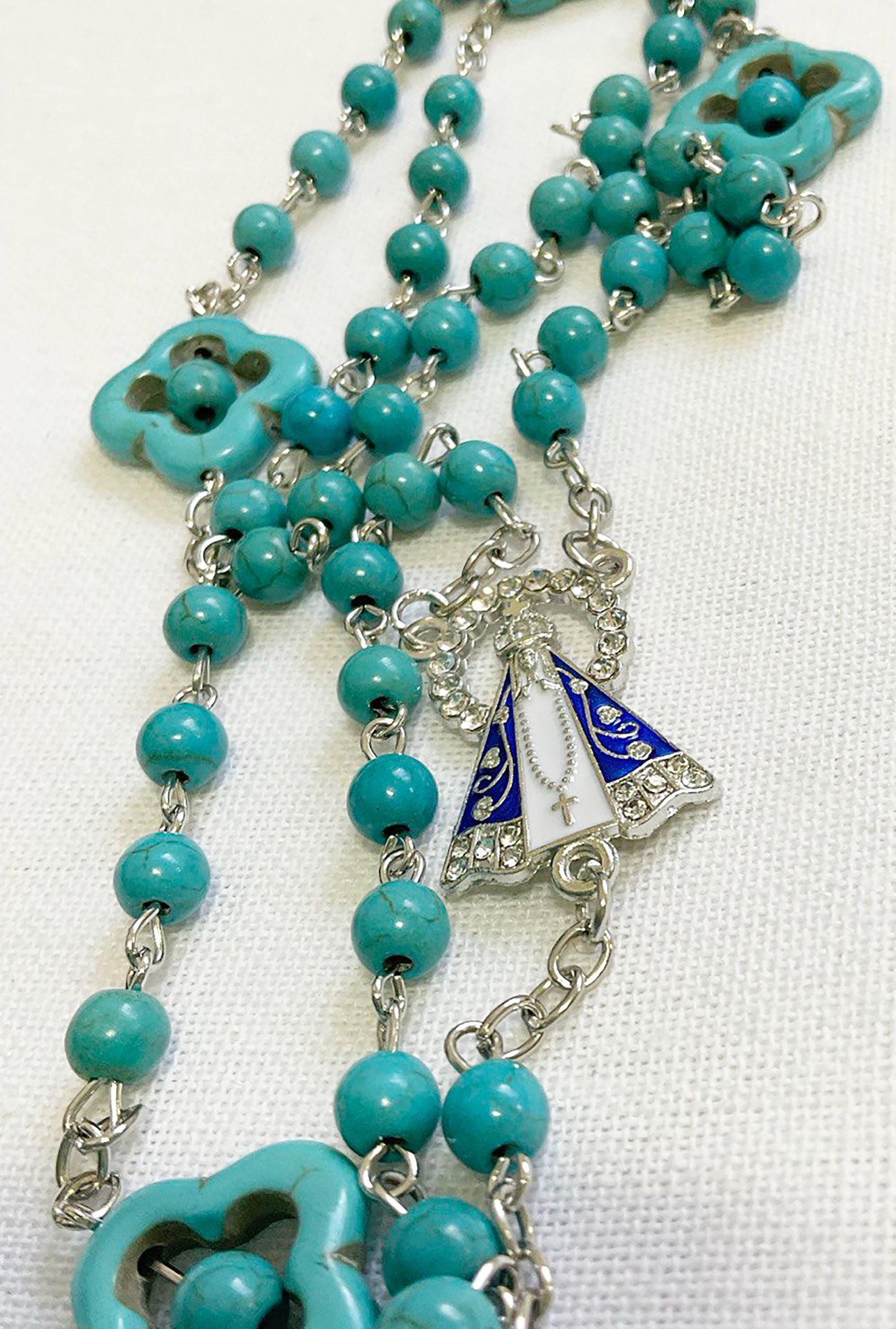 Our Lady Aparecida Blue Turquoise Rosary