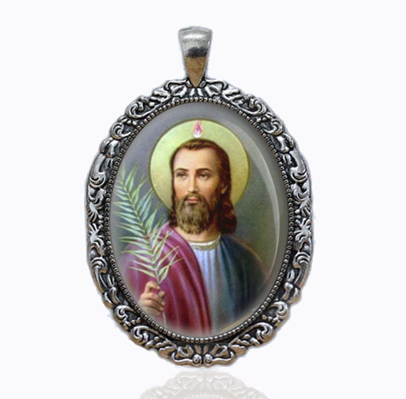 St Jude Catholic Christian Medal Silvertone Pendant Charm for Necklace