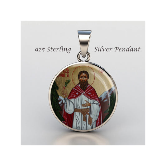 Saint Wolfgang Religious Christian sterling silver 925 Christian Medal Patron Pendant
