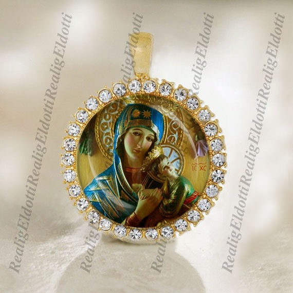 Our Lady of Perpetual Help / Perpetual Succour Christian Catholic Gold Tone Medal Pendant Jewelry
