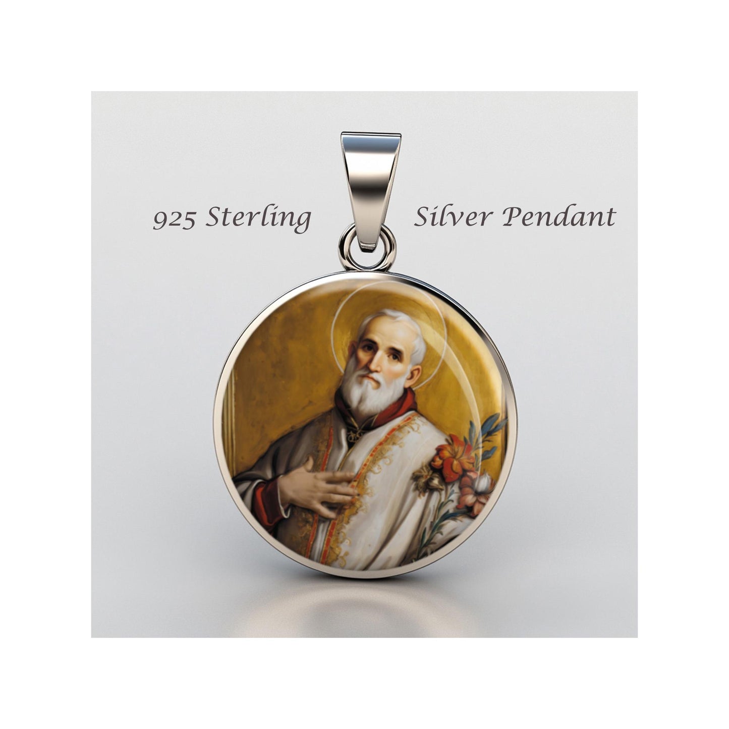 Saint Philip Neri Religious Christian sterling silver 925 Christian Medal Patron Pendant