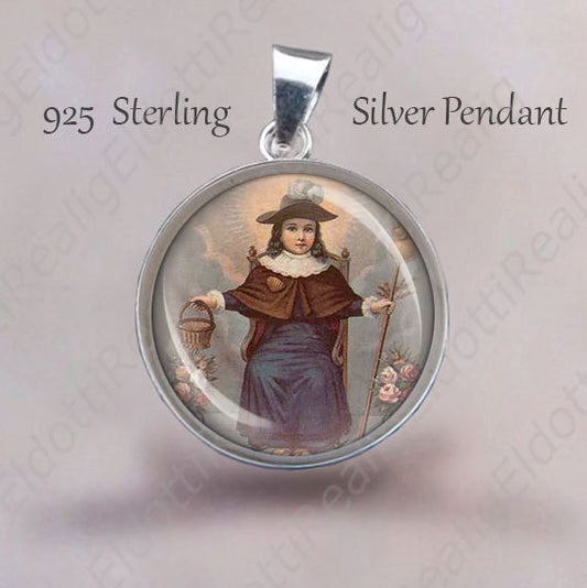 Holy Infant of Atocha Religious Christian Pendant. Sterling Silver 925 Pendant 20mm. Santo Nino de Atocha Silver Medal For Necklace