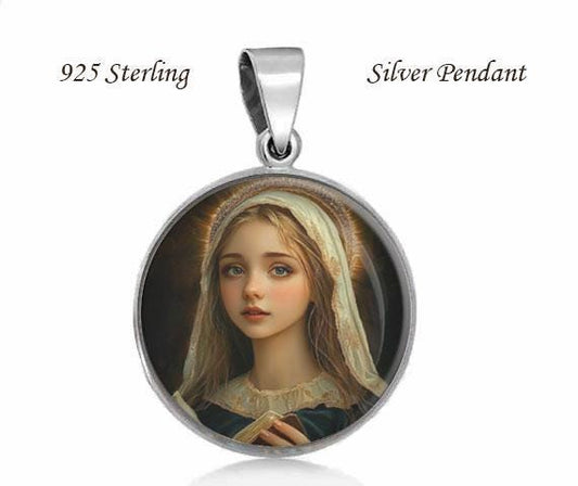Saint Hildegard of Bingen Religious Christian 925 Silver Medal Round 20mm Patron Saint