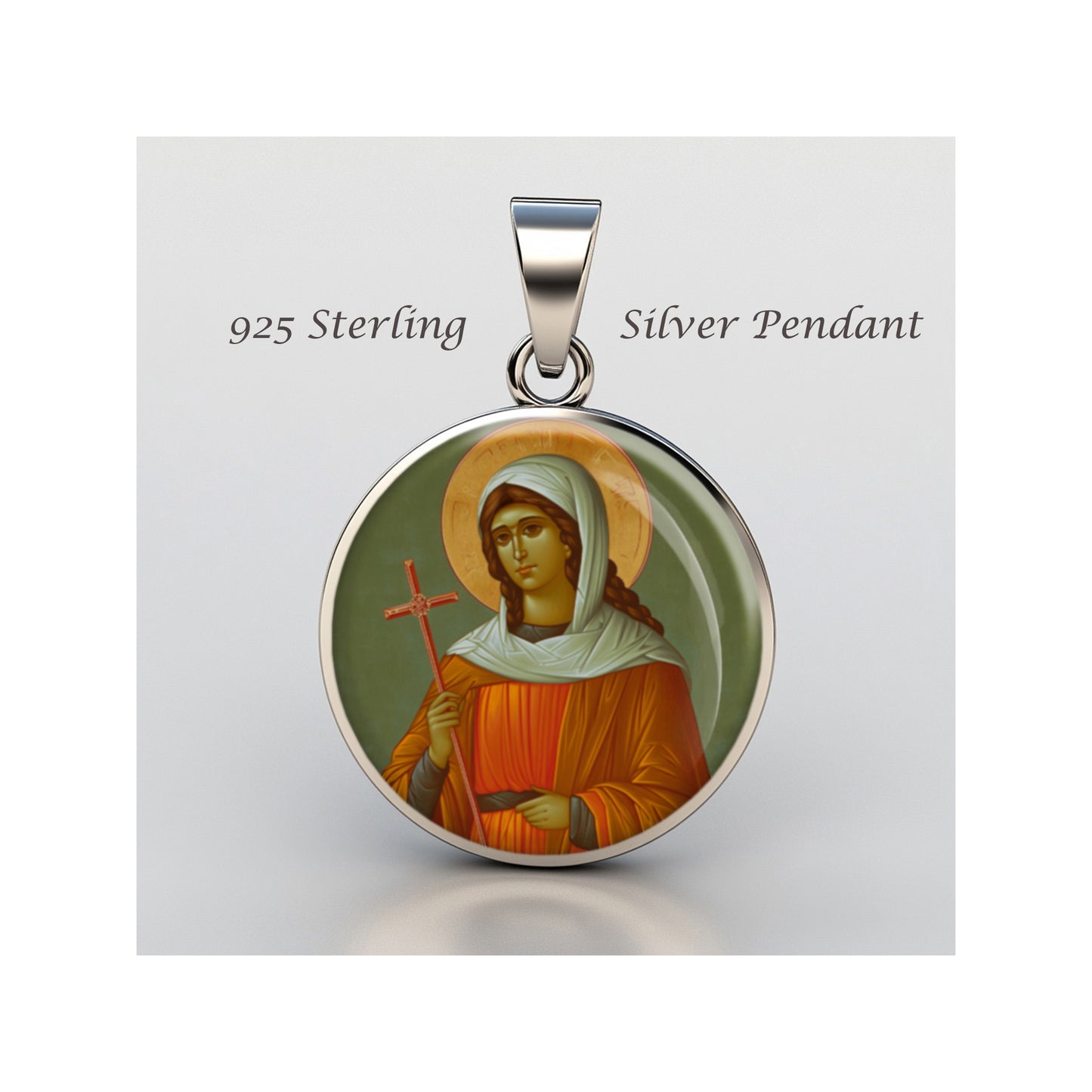 Saint Oliva Catholic sterling silver 925 Christian Medal Patron Pendant image 0