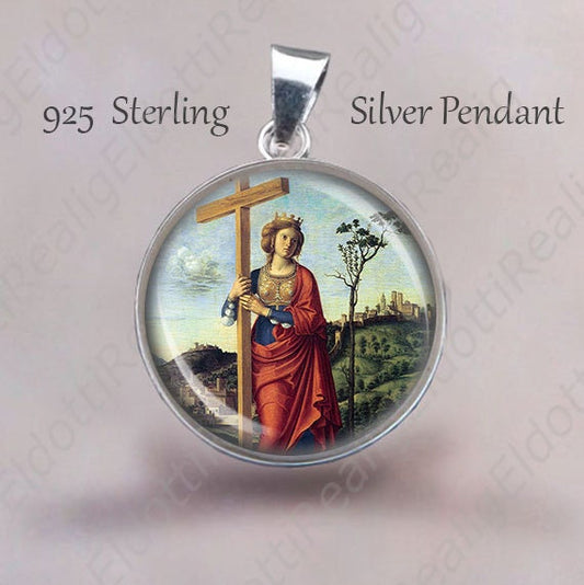 St Helena of Constantinople Pendant. Religious Christian Medal 925 Sterling Silver Medal. Saint Patron Religious Christian Jewelry. NEW