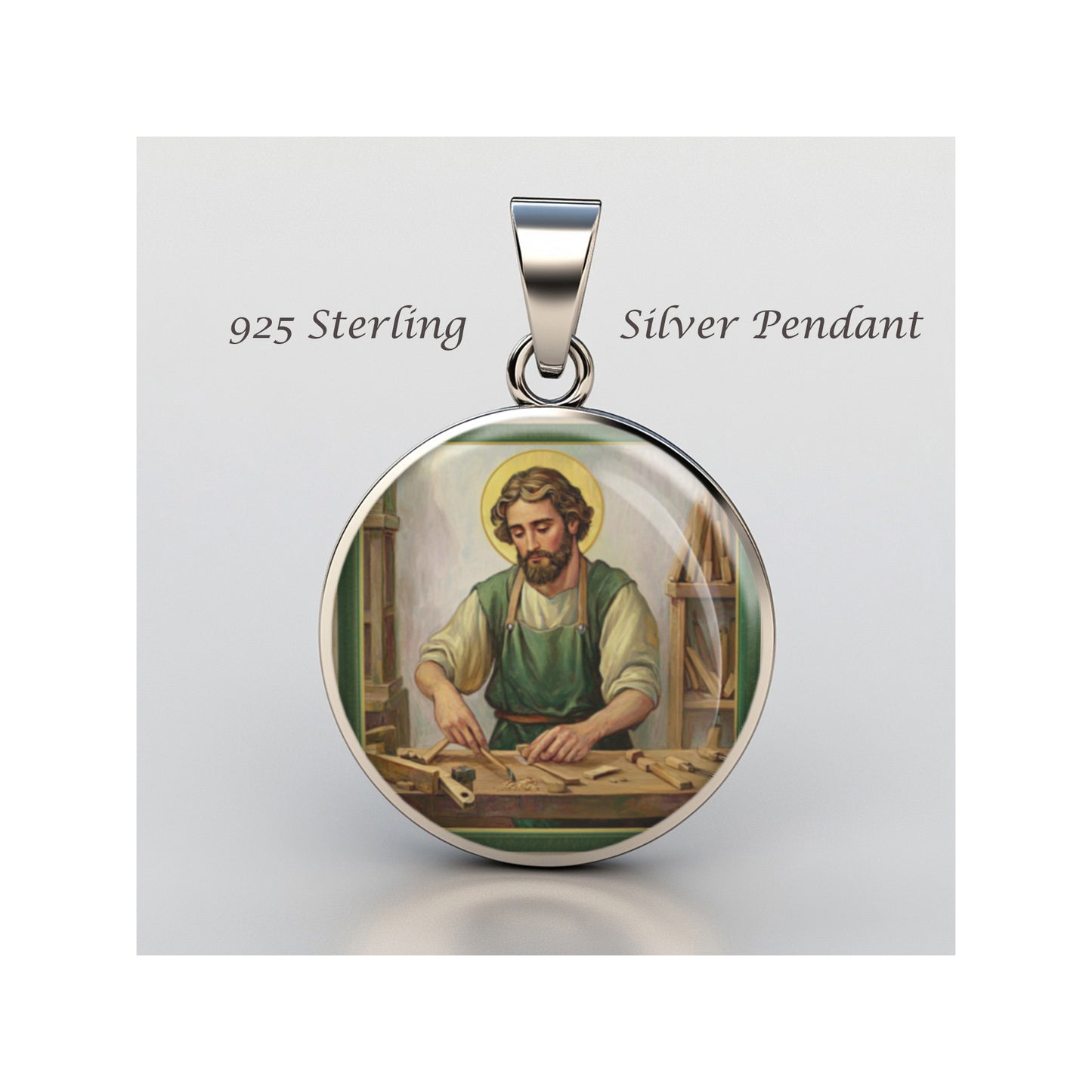 Saint Joseph The Worker Catholic sterling silver 925 Christian Medal Patron image 0