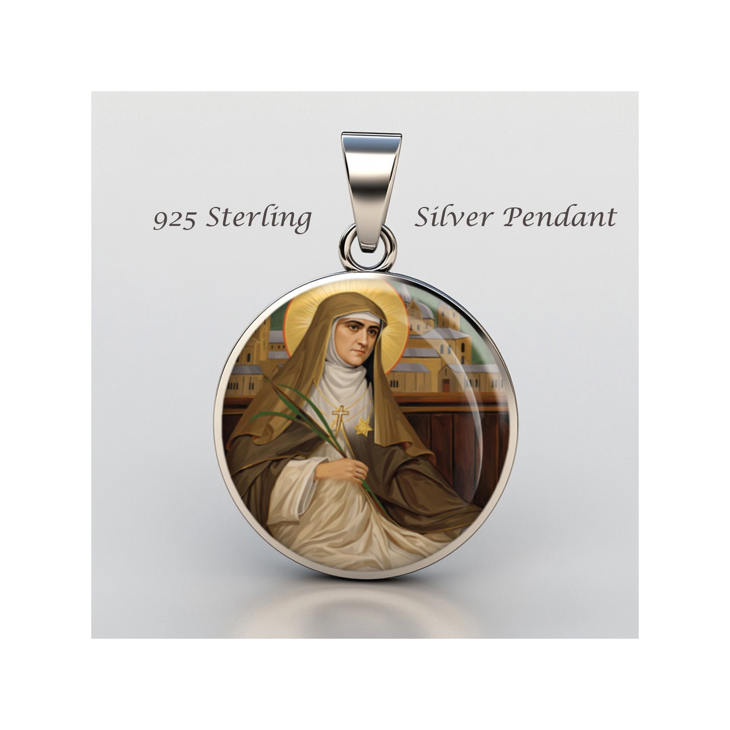 Saint Edith Stein Catholic sterling silver 925 Christian Medal Patron Pendant image 0