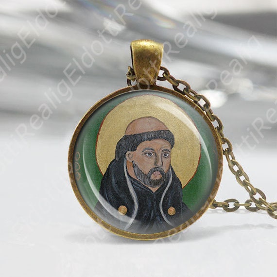 St Odo of Cluny Catholic Necklace Medal Patron Saint Pendant Bronze Retro Style w Chain NEW