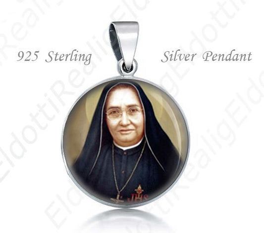 St. Mother Maria Guadalupe Garcia Zavala Sterling Silver Madre Lupita Pendant. Religious Christian 925 Silver Medal Round 20mm