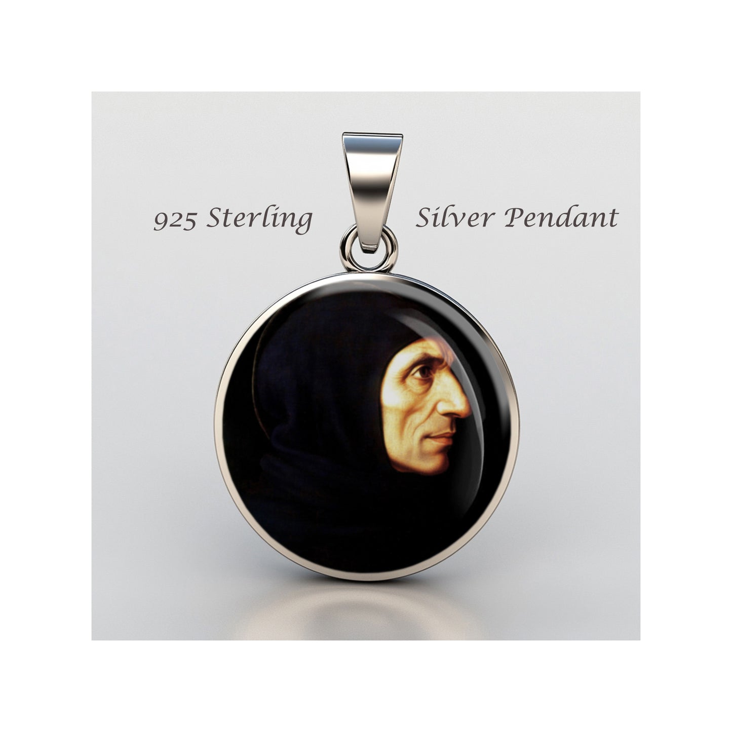 Saint Girolamo Savonarola Catholic sterling silver 925 Christian Medal Patron image 0