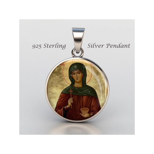 Saint Parasceva Religious Devotional sterling silver 925 Christian Medal Patron Pendant
