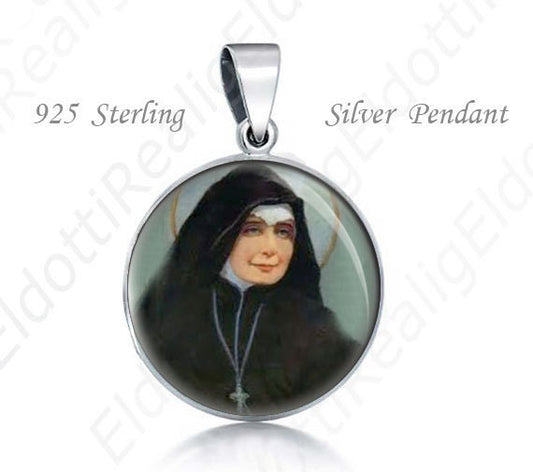 St Vincentia Maria Lopez Religious Christian 925 Sterling Silver Medal Round Pendant 20mm Jewelry for Necklace