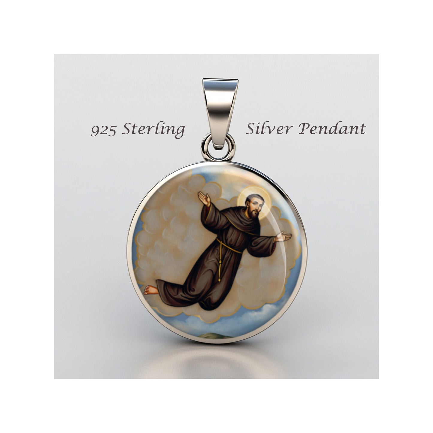 Saint Joseph Of Cupertino Catholic sterling silver 925 Christian Medal Patron image 0