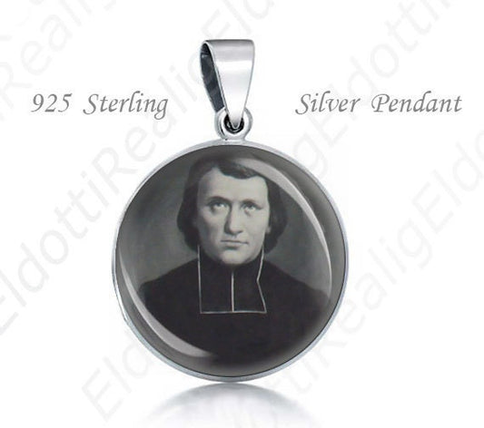 St Jean Louis Bonnard Catholic 925 Silver Medal Round Pendant 20mm Jewelry for Necklace French Roman Catholic missionary