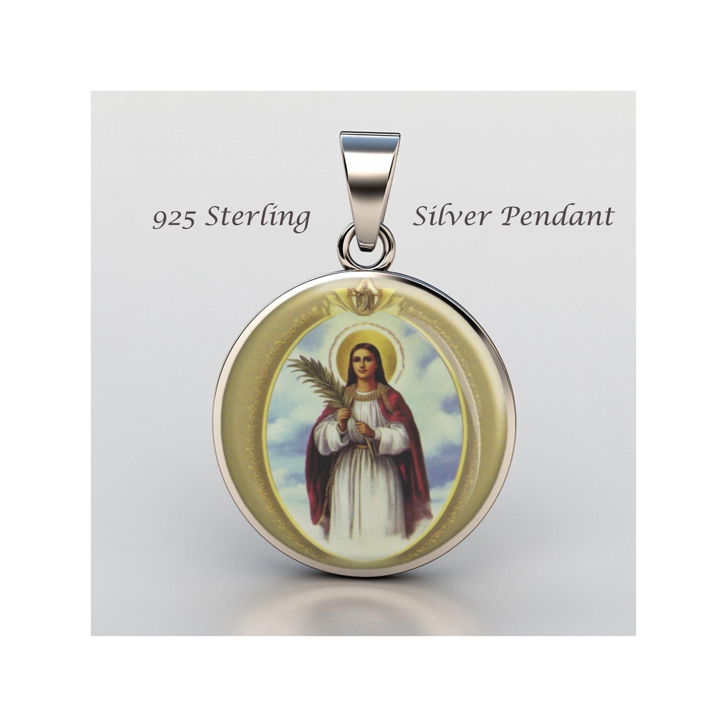Saint Emeretiana Religious Christian sterling silver 925 Christian Medal Patron Pendant