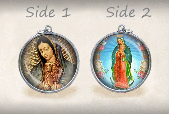 Our Lady of Guadalupe - Christian Catholic Medal. Religious Virgin Mary Pendant.