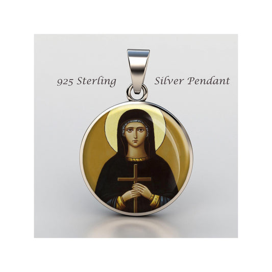 Saint Pelagia Religious Devotional sterling silver 925 Christian Medal Patron Pendant
