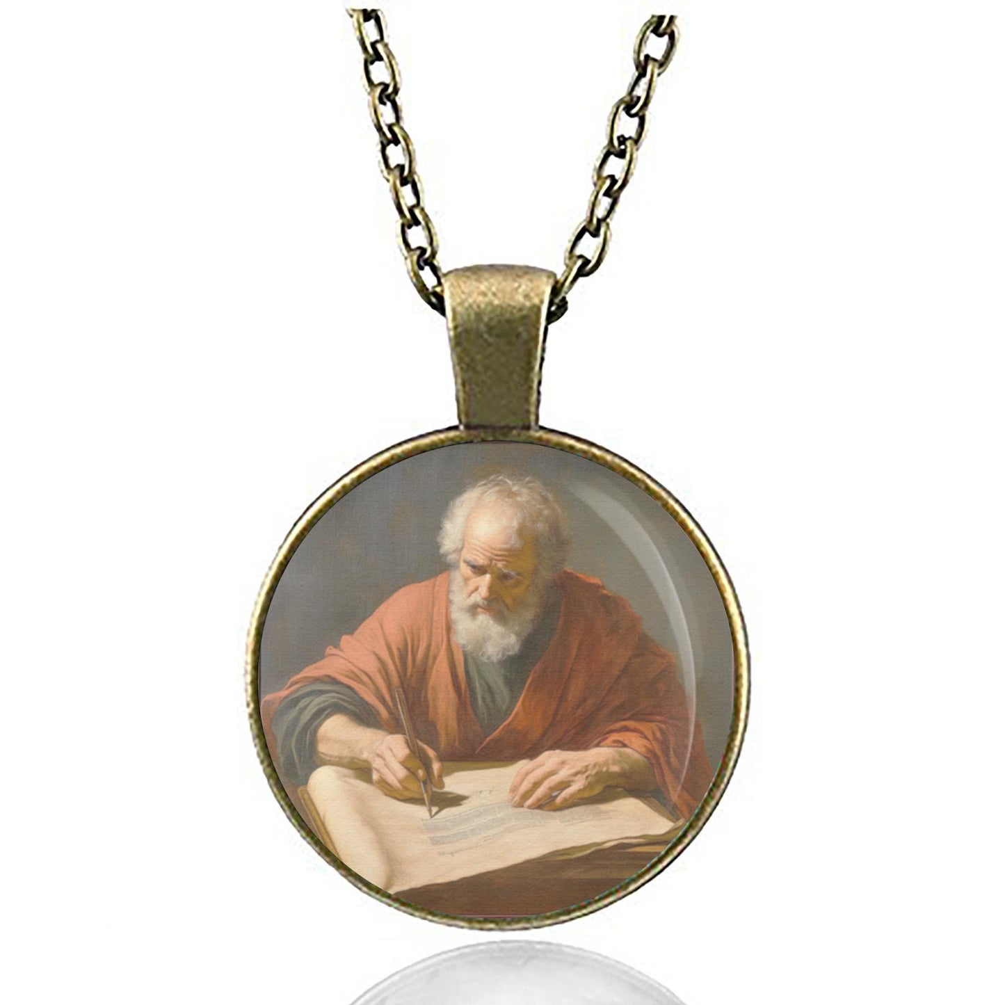St. Paul the Apostle Writing Letter Necklace Medal Pendant Christian Religious Jewelry