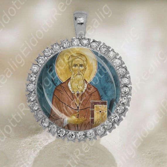 St Bede the Venerable Medal Catholic Christian Silver Tone Jewelry