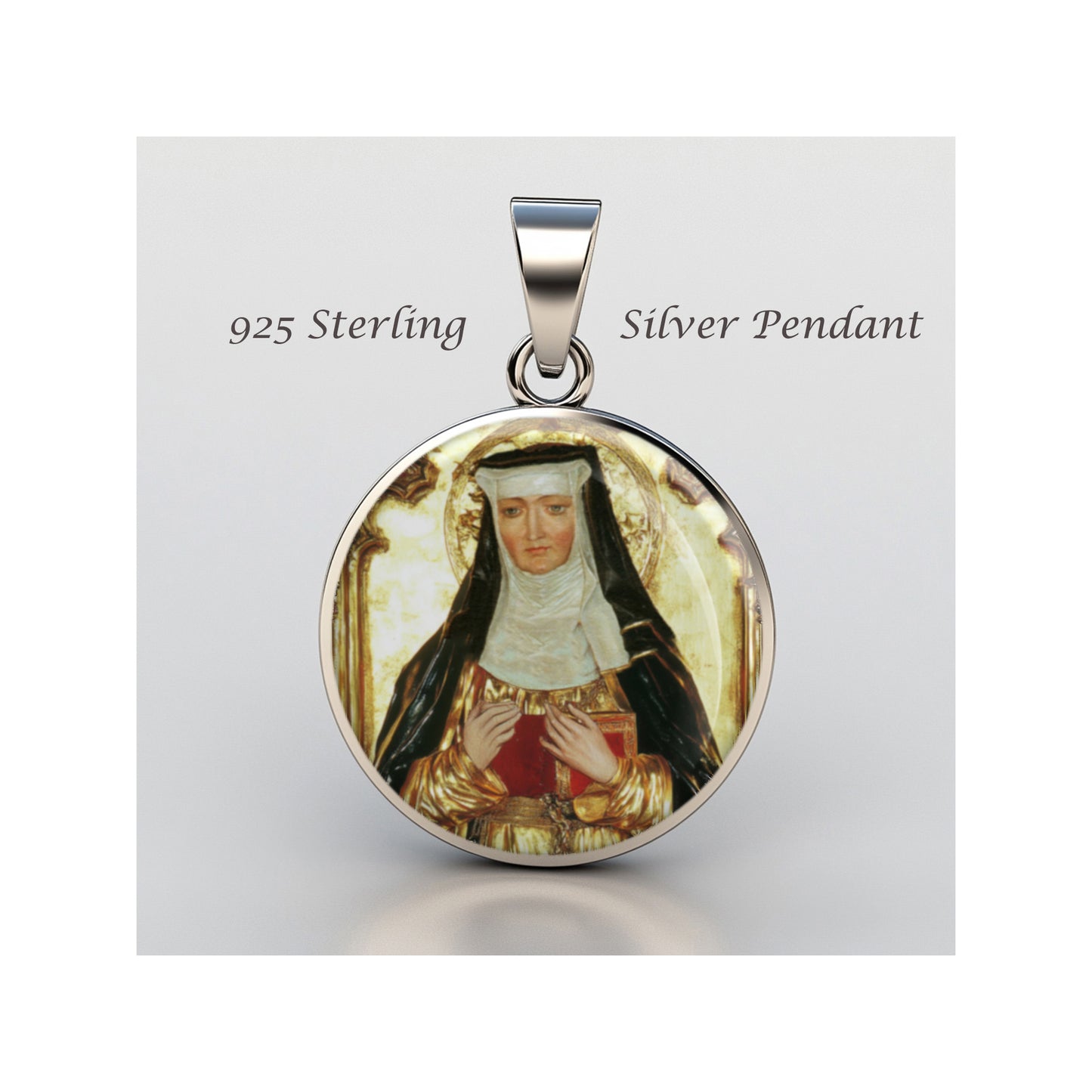 Saint Hildegard Of Bingen Catholic sterling silver 925 Christian Medal Patron image 0