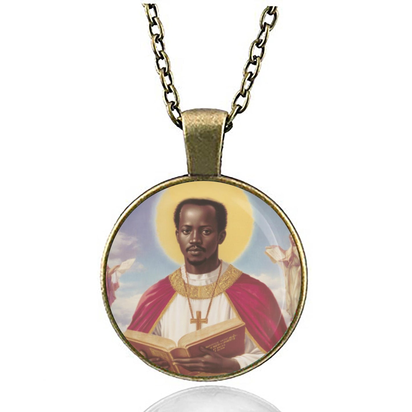 St. Charles Lwanga Catholic Necklace. Christian Religious Pendant