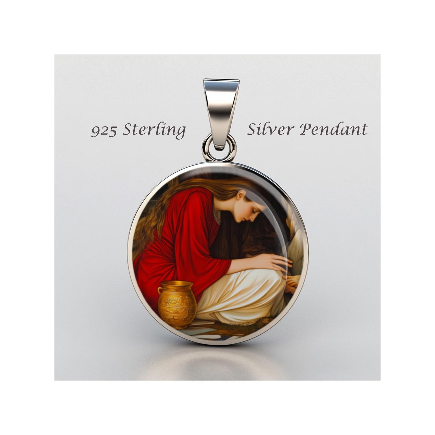 Saint Mary Magdalene Anointing Oil Jesus Feet sterling silver 925 Medal Patron
