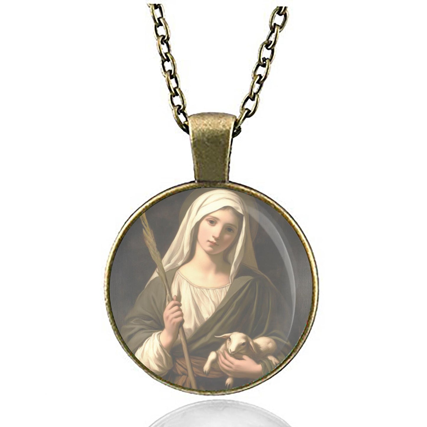 St Agnes Necklace, Patron Saint Pendant, Medal Necklace.