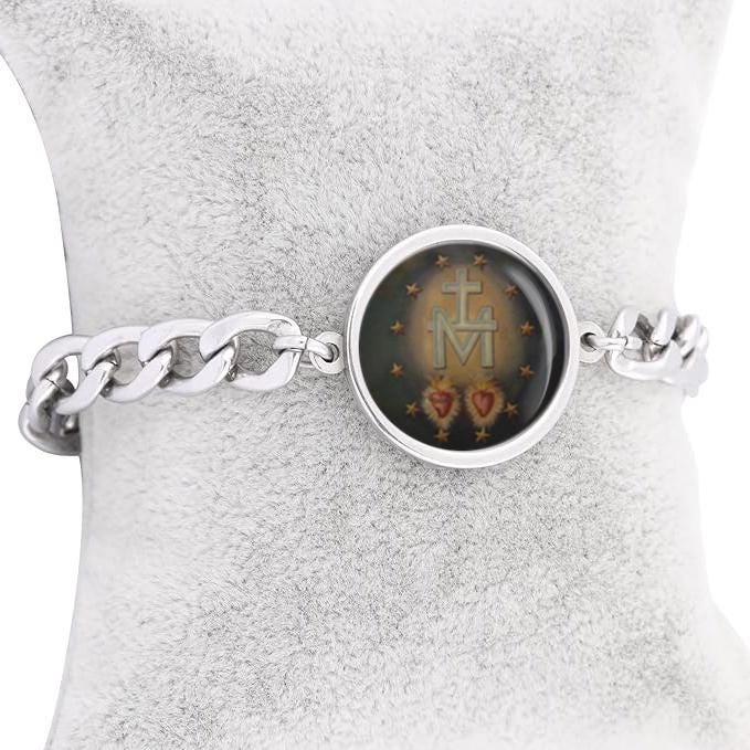 Our Lady Miraculous Curb Bracelet - Catholic Virgin Mary Jewelry