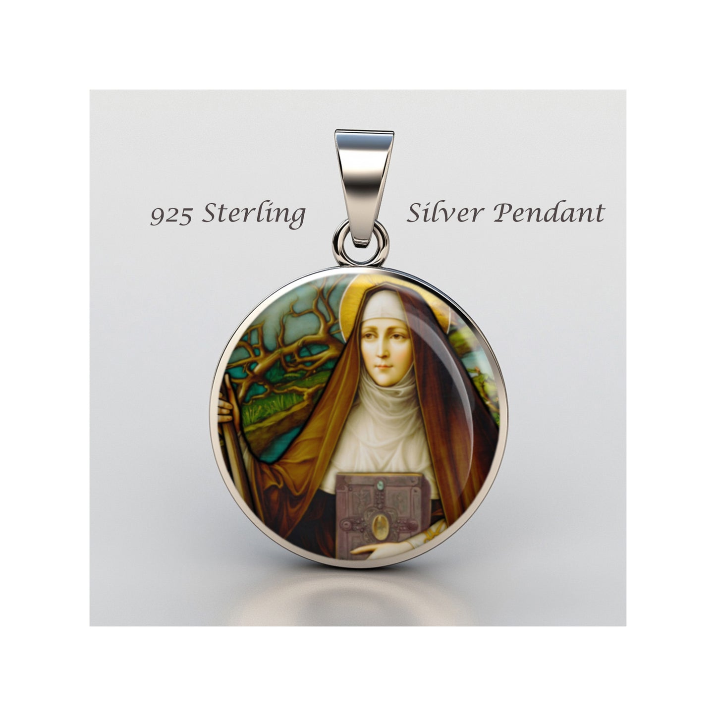 Saint Brigid Of Kildare Catholic sterling silver 925 Christian Medal Patron image 0