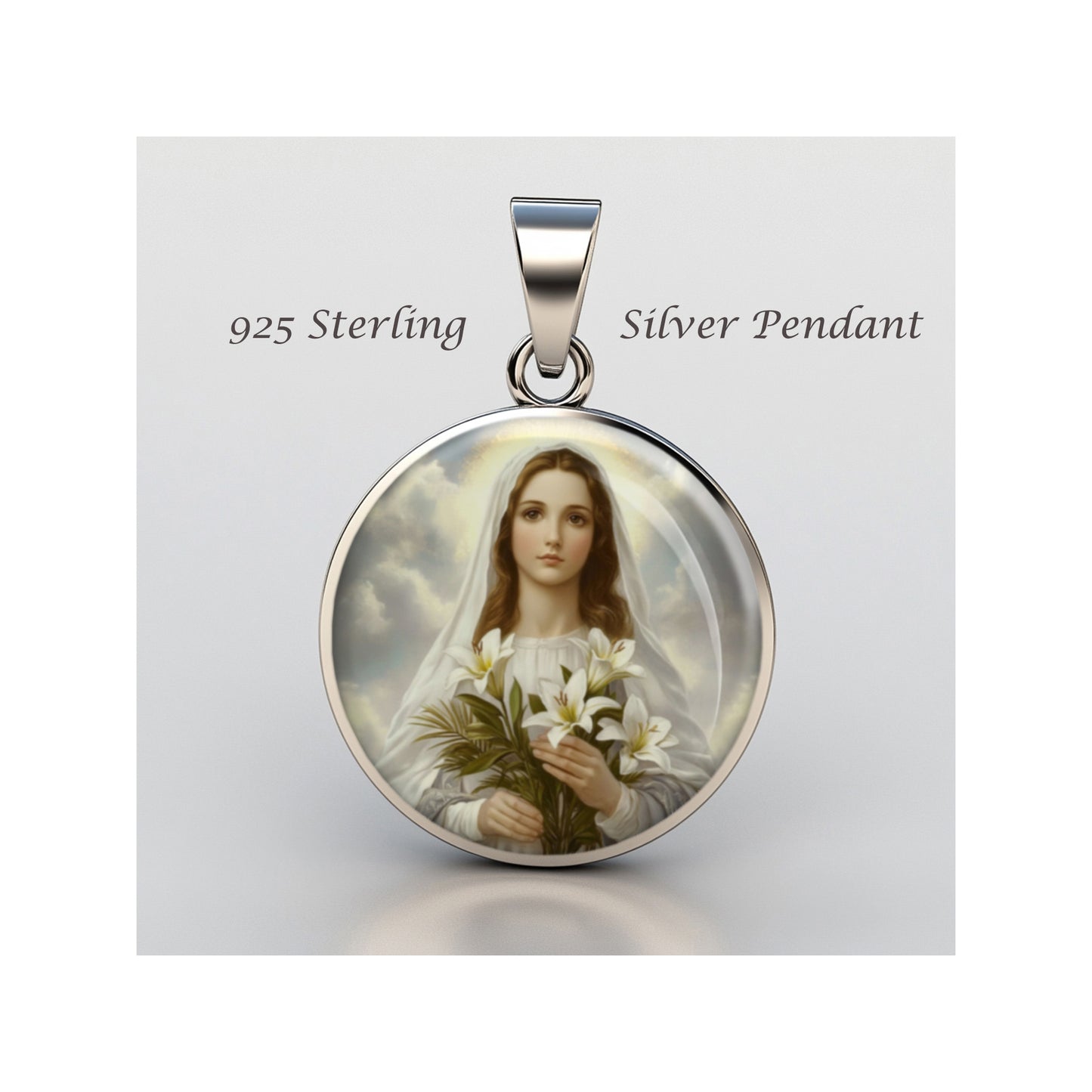Saint Maria Goretti Catholic sterling silver 925 Christian Medal Patron Pendant image 0
