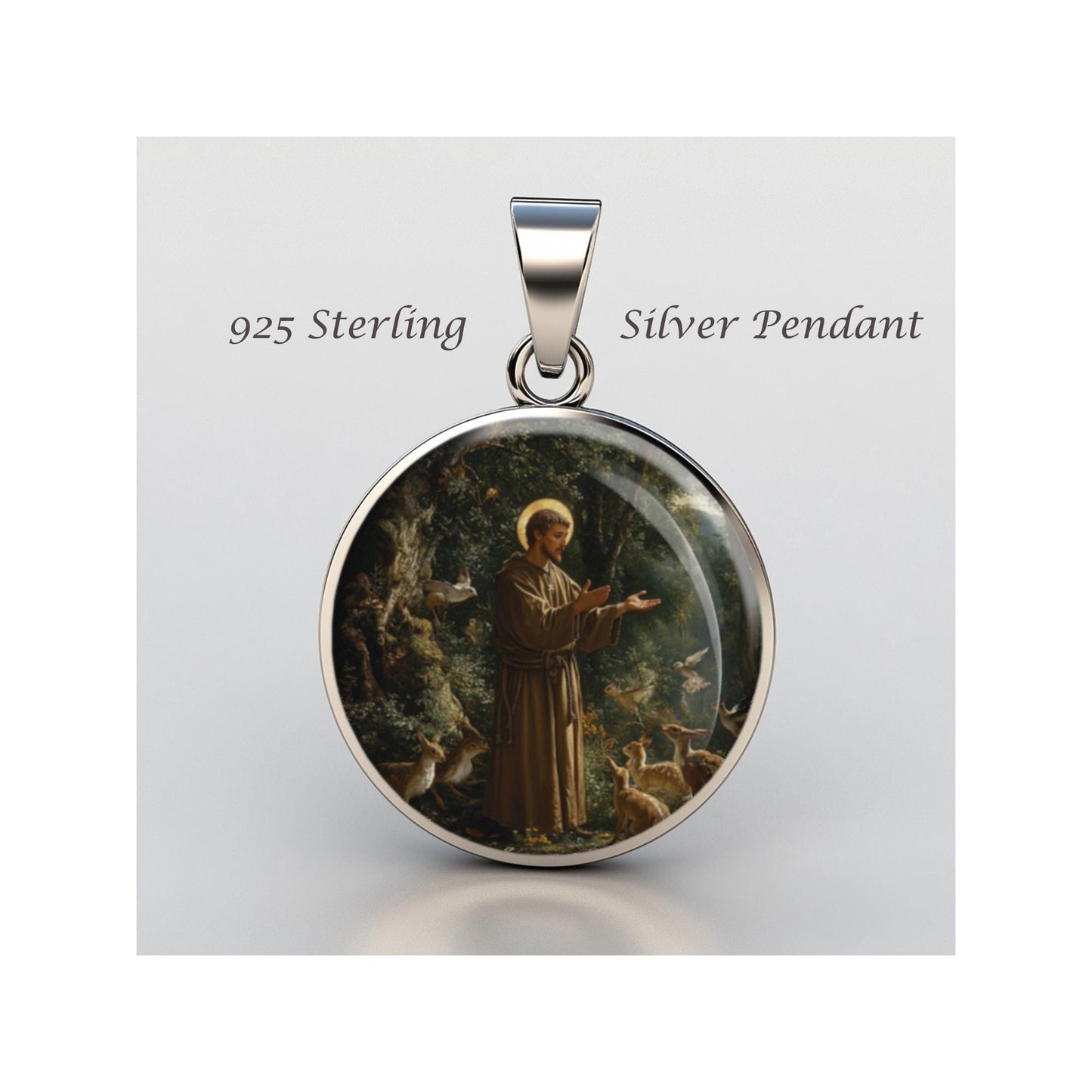 Saint Francis Of Assisi Religious Devotional sterling silver 925 Christian Medal Patron