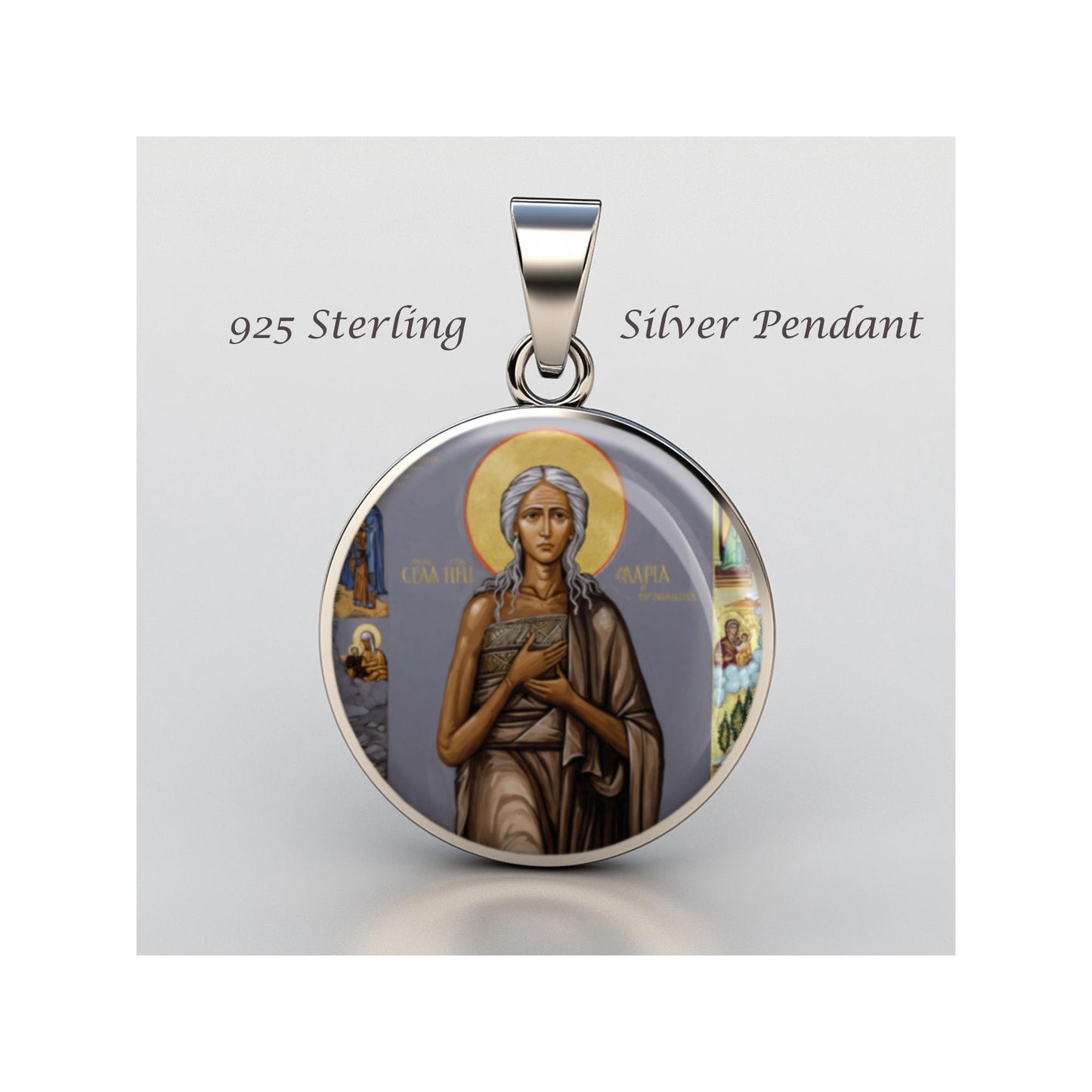Saint Mary Of Egypt Religious Devotional sterling silver 925 Christian Medal Patron Pendant