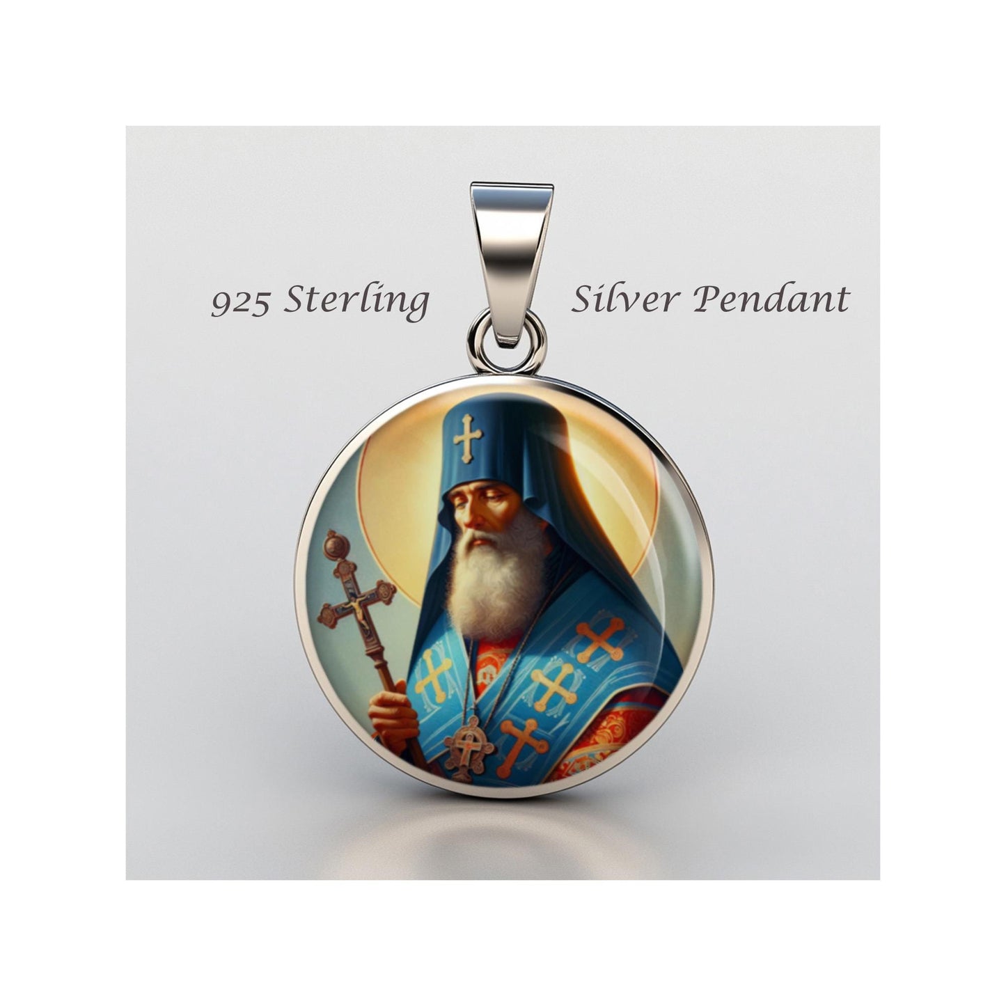 Saint Anthony Of Kiev Religious Devotional sterling silver 925 Christian Medal Patron