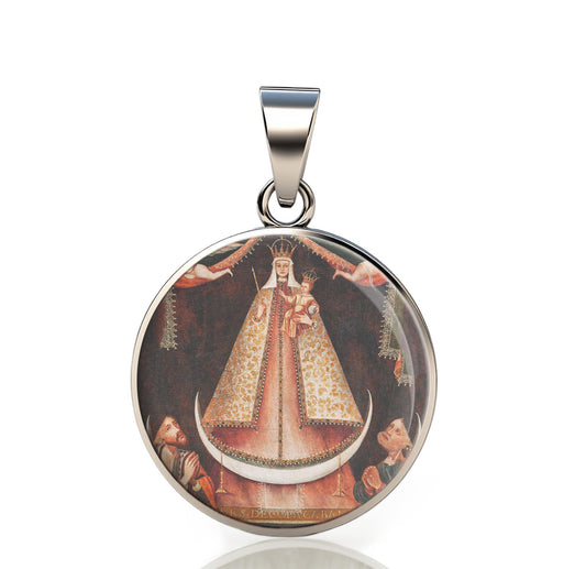 Our Lady Copacabana 925 Sterling Silver Round Pendant Christian Religious Medal Small 20mm