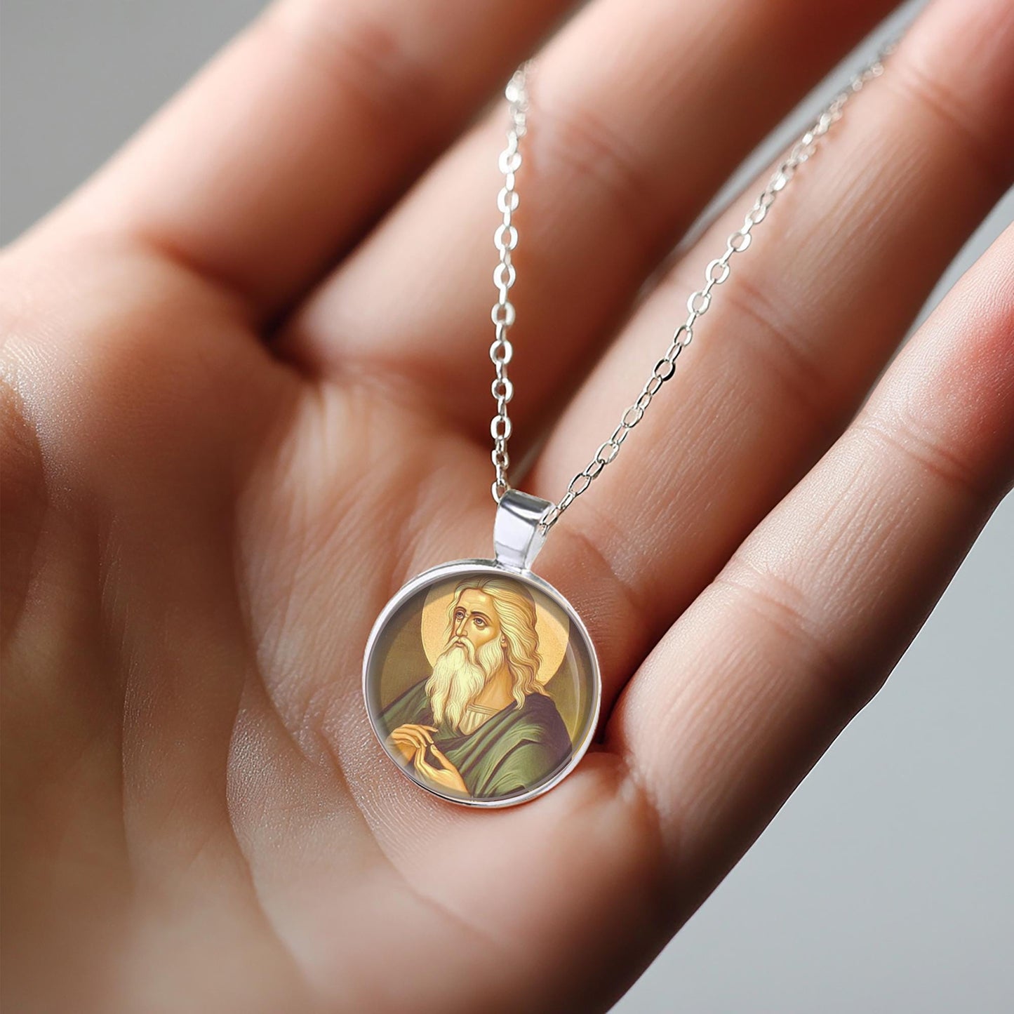 St Serapion of Thmuis Necklace Silver Tone Pendant