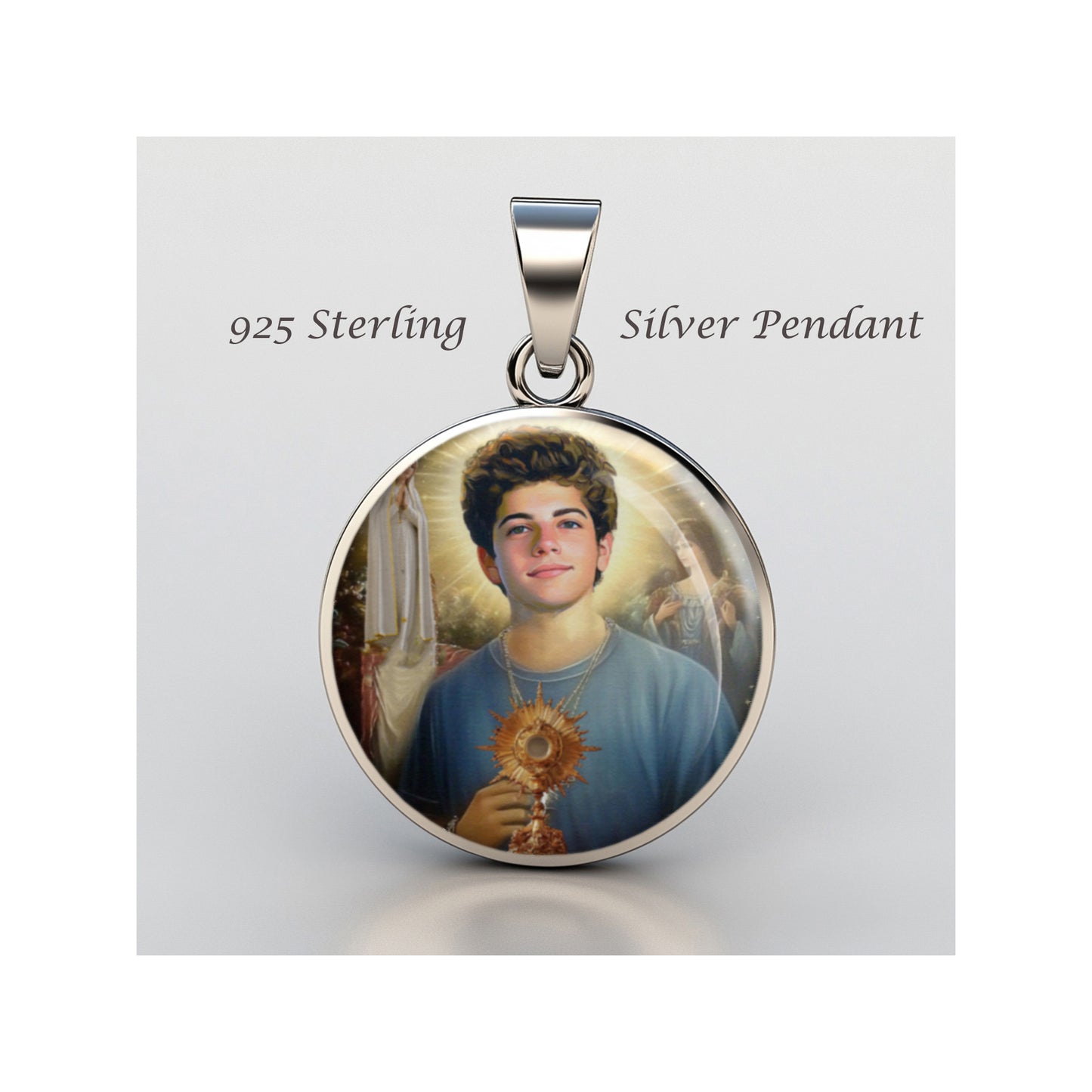 Carlo Acutis Blessed Catholic sterling silver 925 Christian Medal Patron Pendant image 0