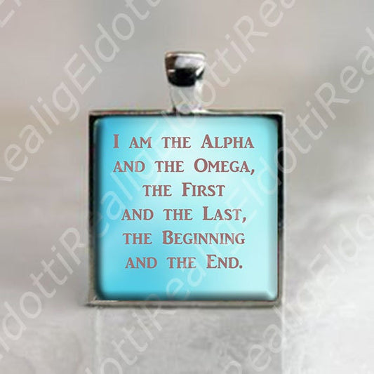 Bible Revelation Quote I am the Alpha and the Omega - Christian Catholic Medal Pendant
