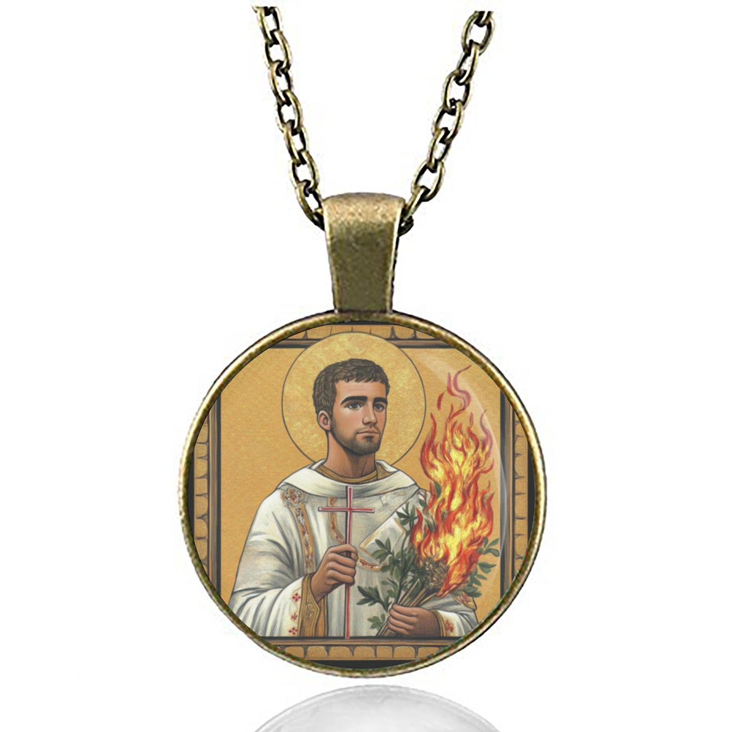 St Lawrence Necklace Religious Pendant Medal